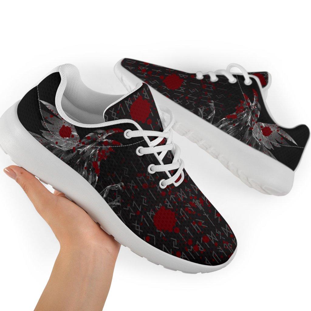 Viking Sporty Sneakers - Odin Huginn and Muninn Rune Blood RLT12