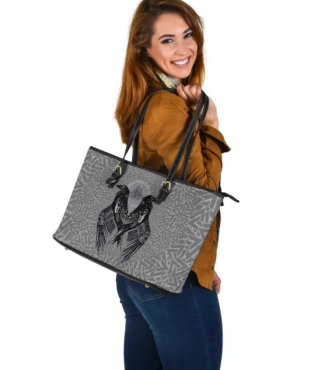 Viking Large Leather Tote Raven Valknut RLT12