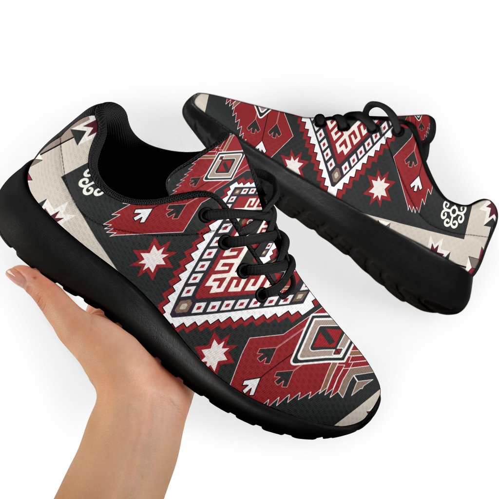 Ethnic Tribal Red Brown Pattern Native American Sport Sneakers LT10