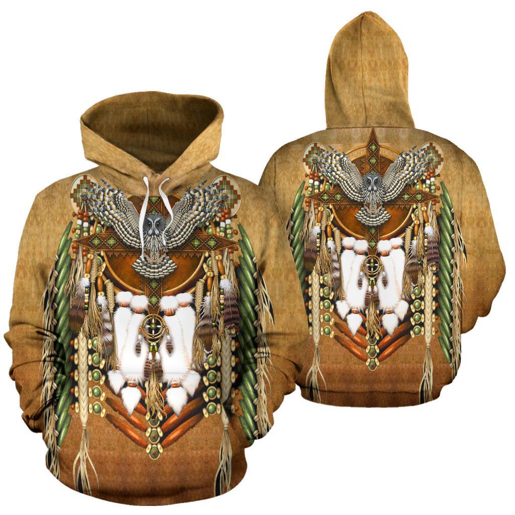 Snow Owl Dreamcatcher Breastplate Native American All Over Hoodie LT10