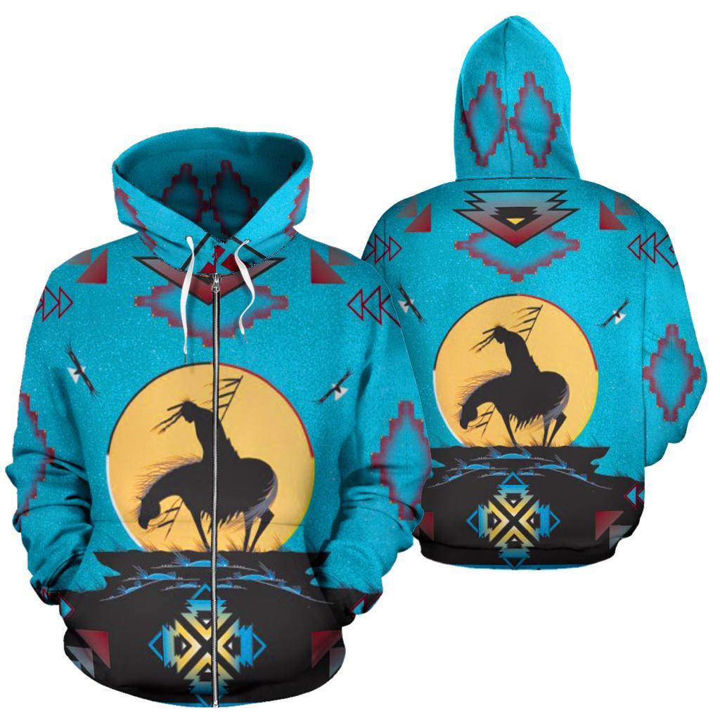 Trail Of Tear Native American Design 3D Blue Zipper Hoodie LT10