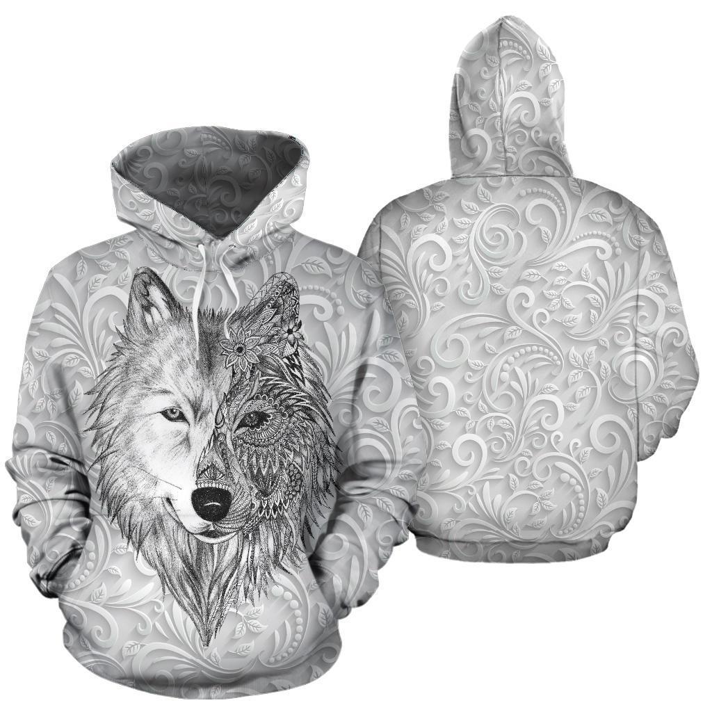 White Wolf Native American All Over Hoodie LT10
