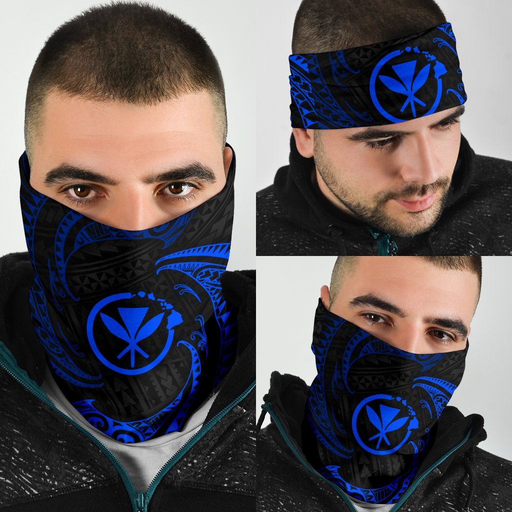 Polynesian Hawaii Bandana 3 - Pack - Blue Tribal Wave