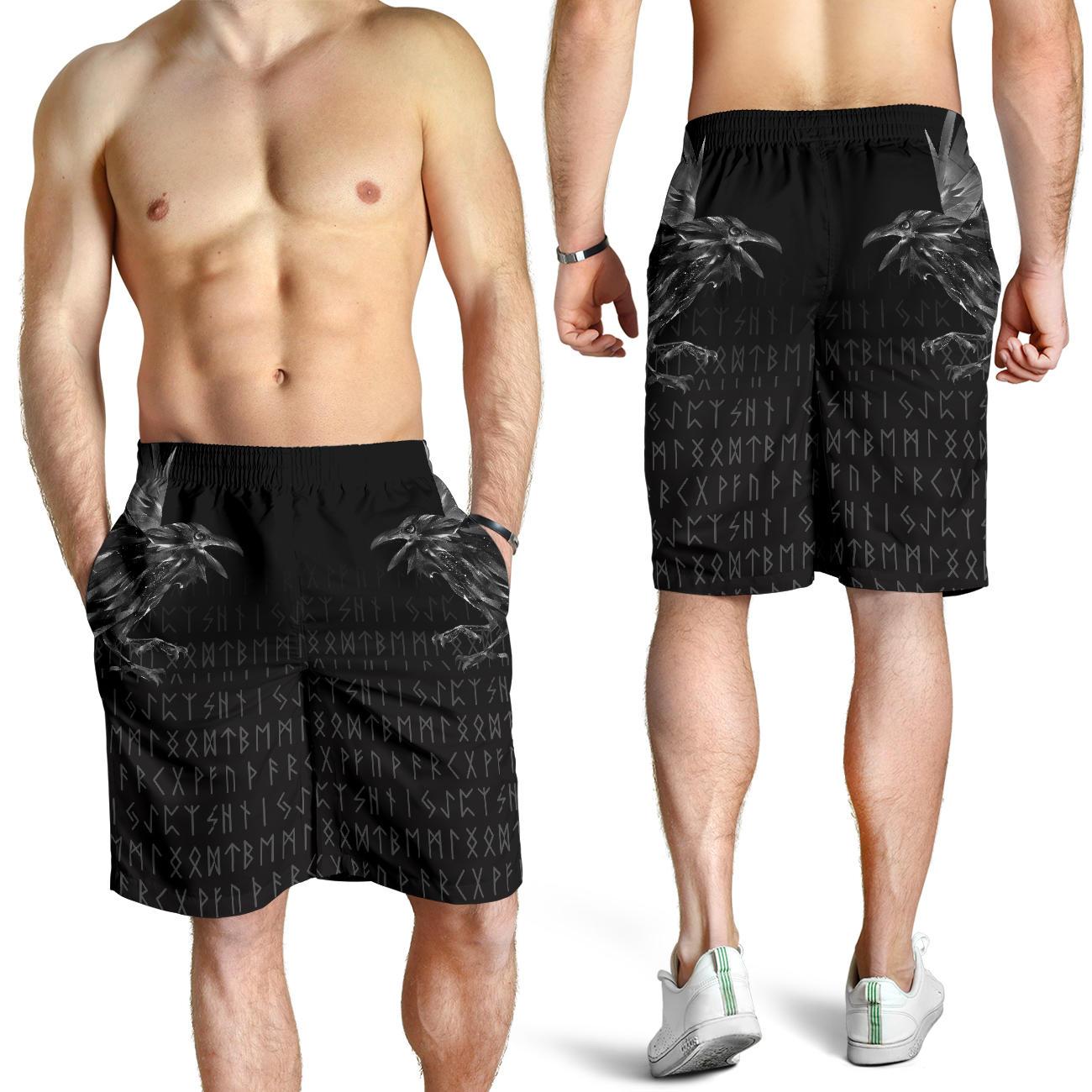 Viking Men's Shorts - The Raven Of Odin Rune RLT12