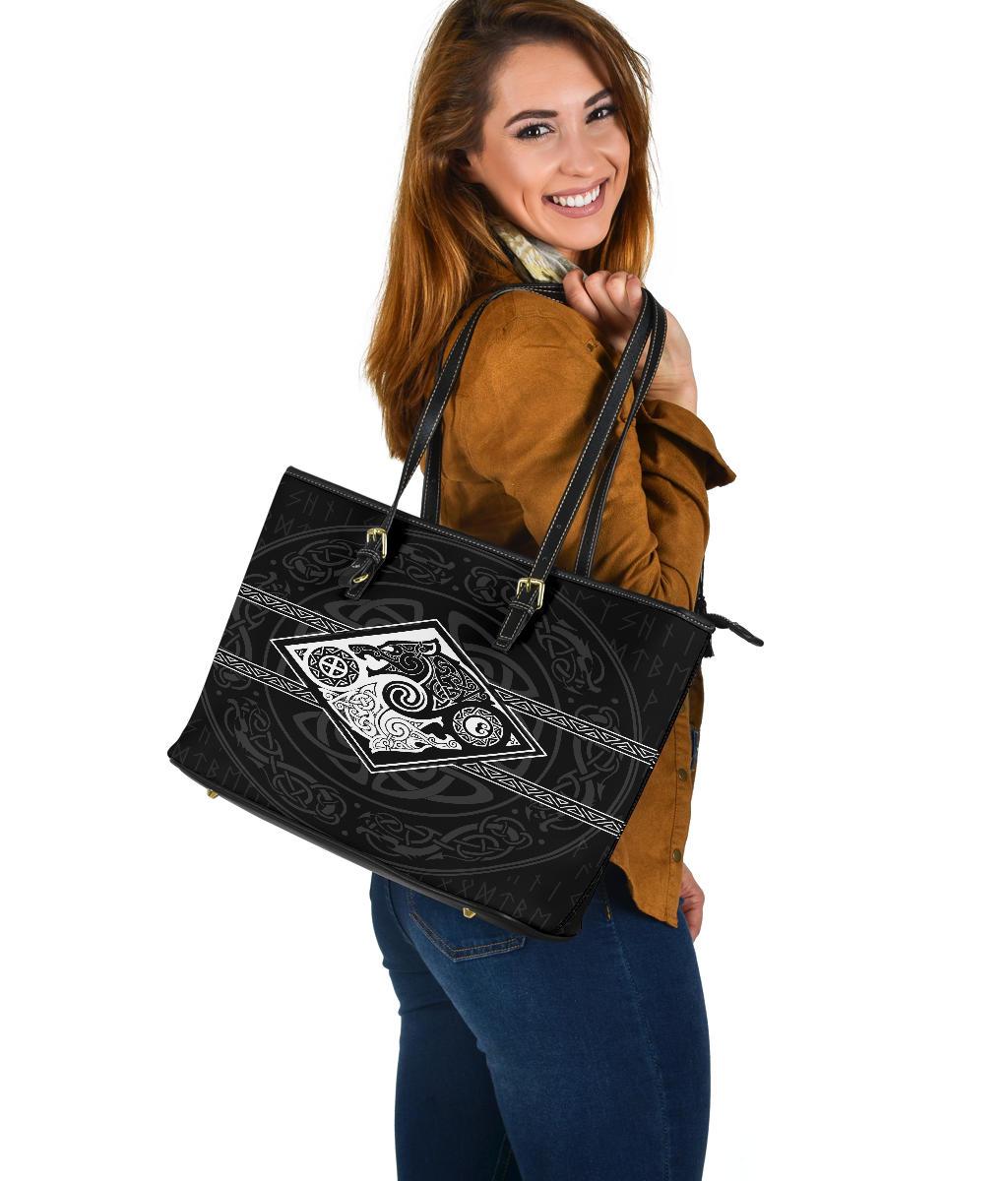 Vikings Large Leather Tote The Wolves, Skoll and Hati RLT12