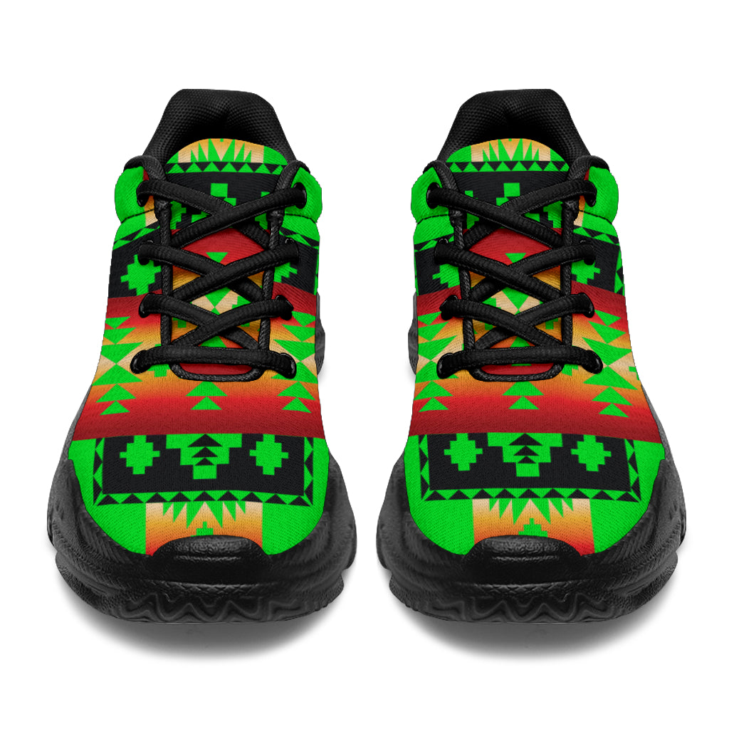Green Neon Native Tribes Native American Chunky Sneakers LT10