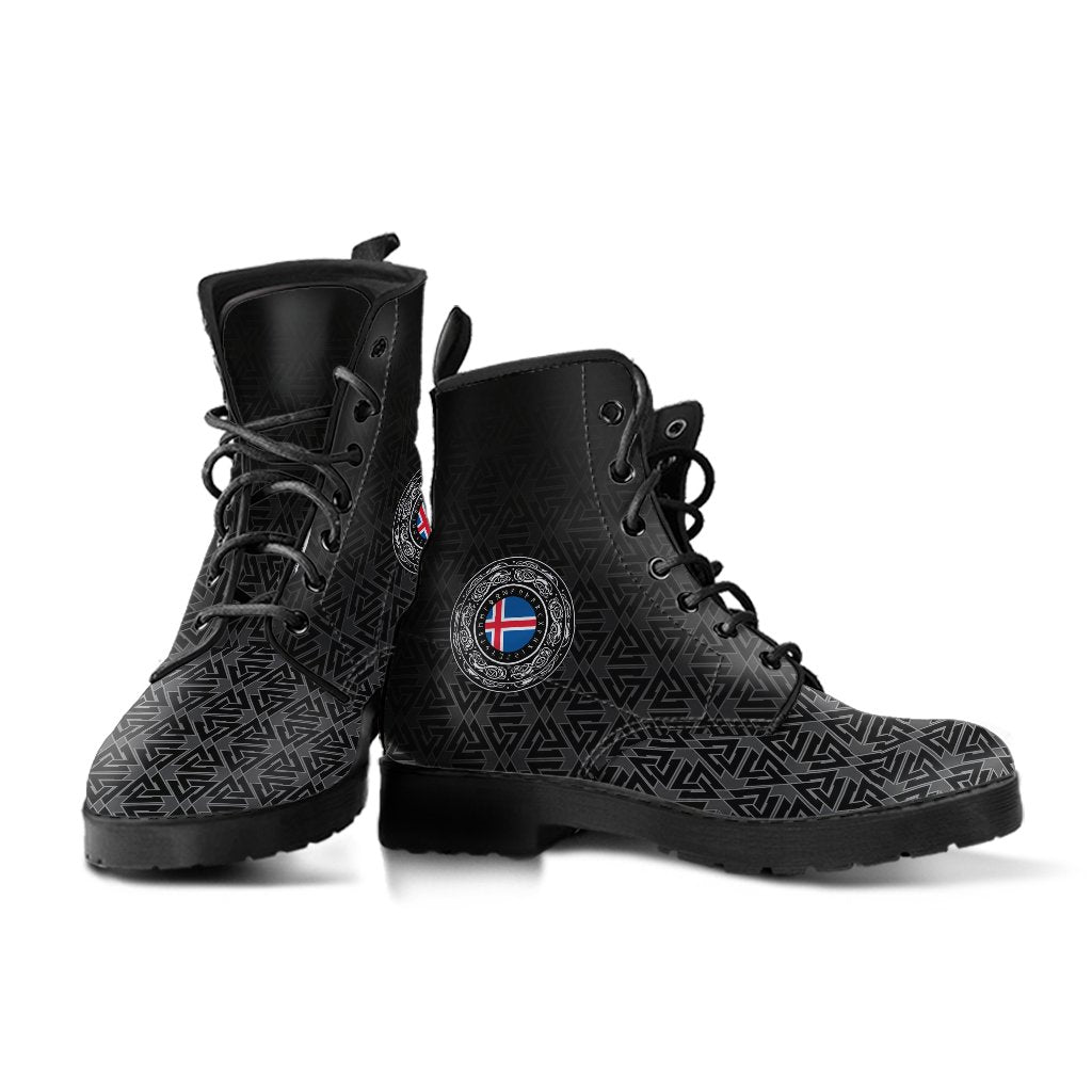 Viking Leather Boots Iceland Coat Of Arms RLT12