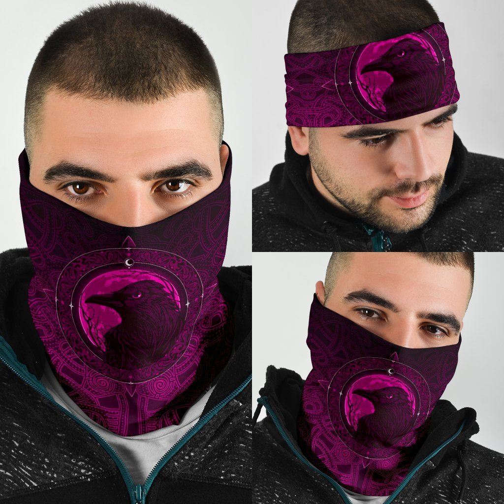 Viking Neck Gaiter 3 Pack, Ethnic Odin Raven Pink RLT12