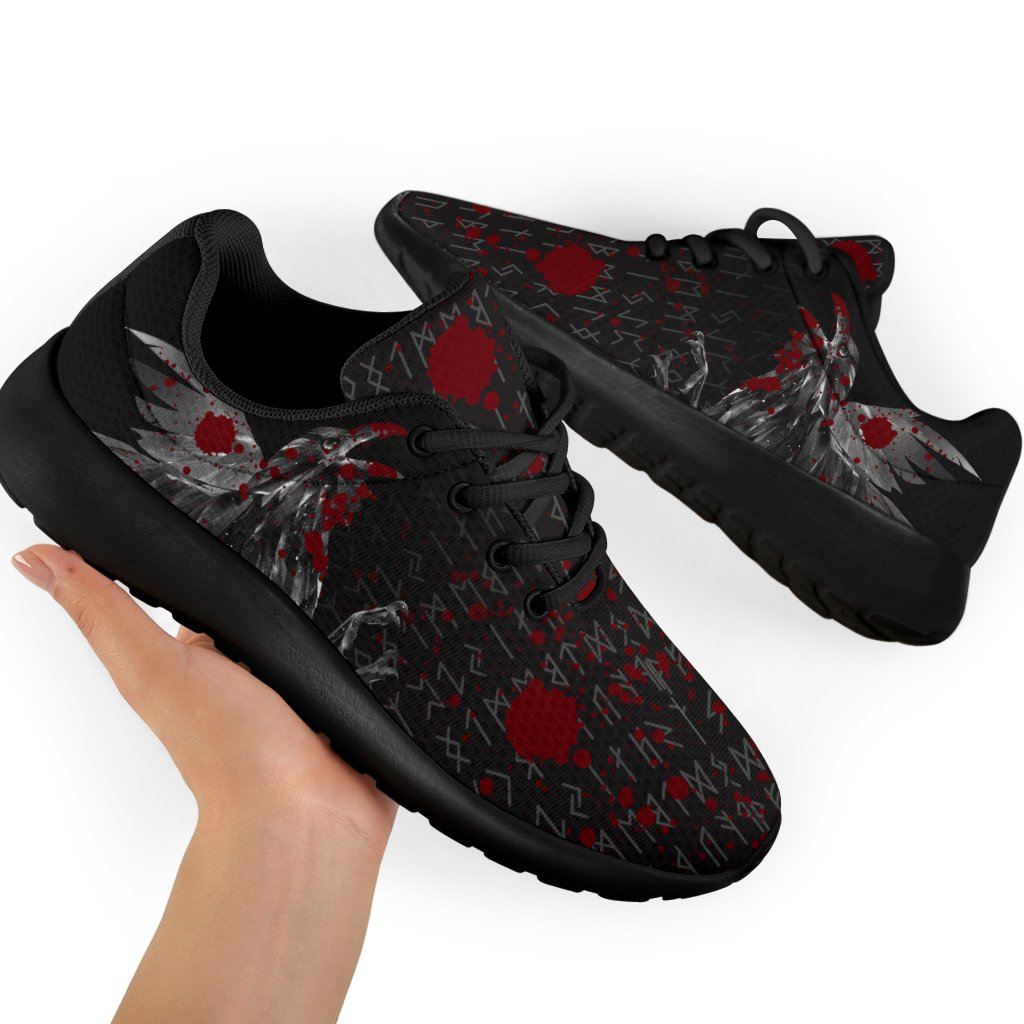 Viking Sporty Sneakers - The Raven Of Odin Rune Blood RLT12
