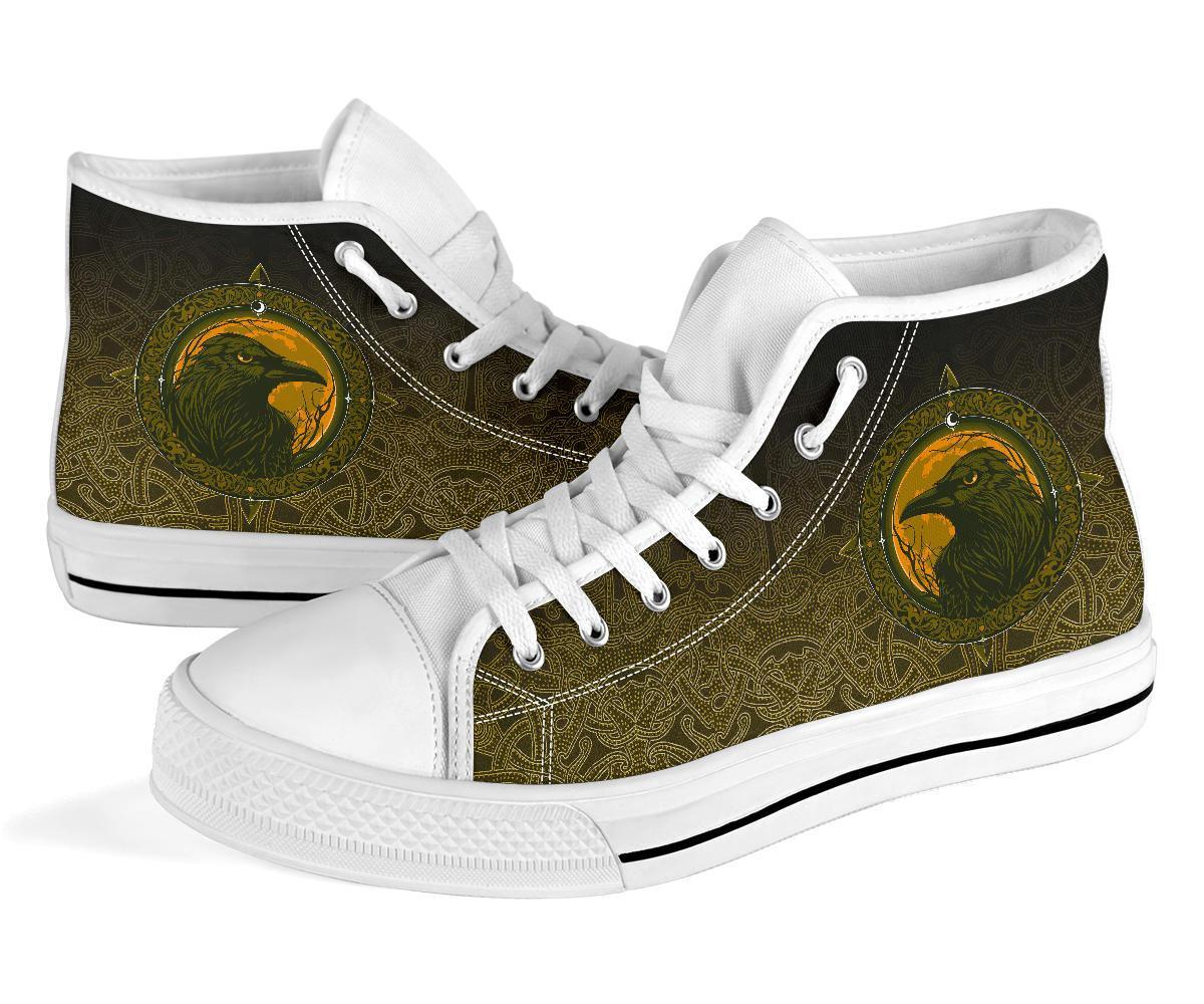 Viking High Top Shoes, Ethnic Odin Raven Gold RLT12