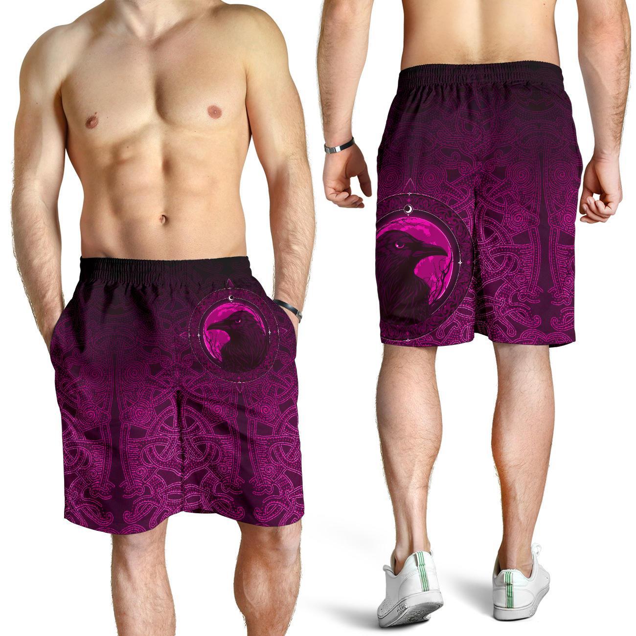 Viking Men's Shorts, Ethnic Odin Raven Pink RLT12