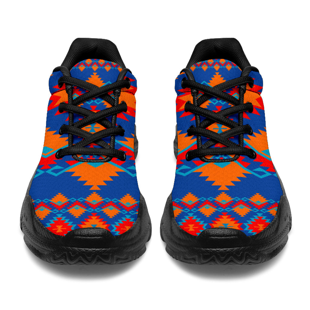 Native American Red and Yellow Geometric Chunky Sneakers LT10