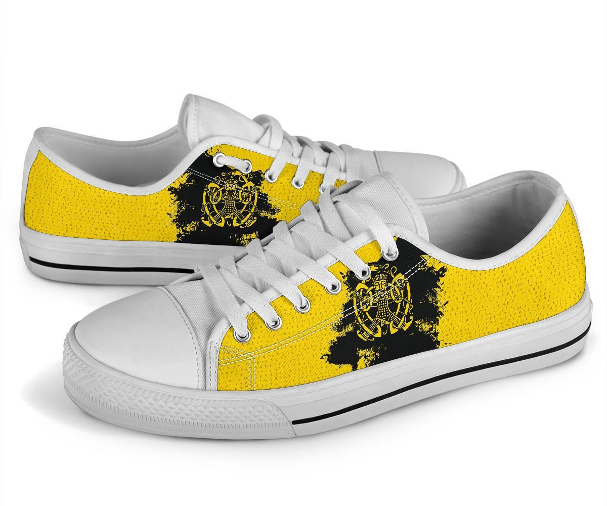 Viking Low Top Shoes, Loki Bound Triskele Rune Gold RLT12