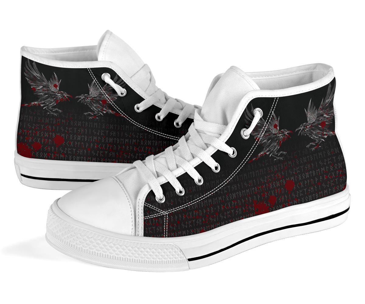 Viking High Top Shoes Odin Huginn and Muninn Rune Blood RLT12