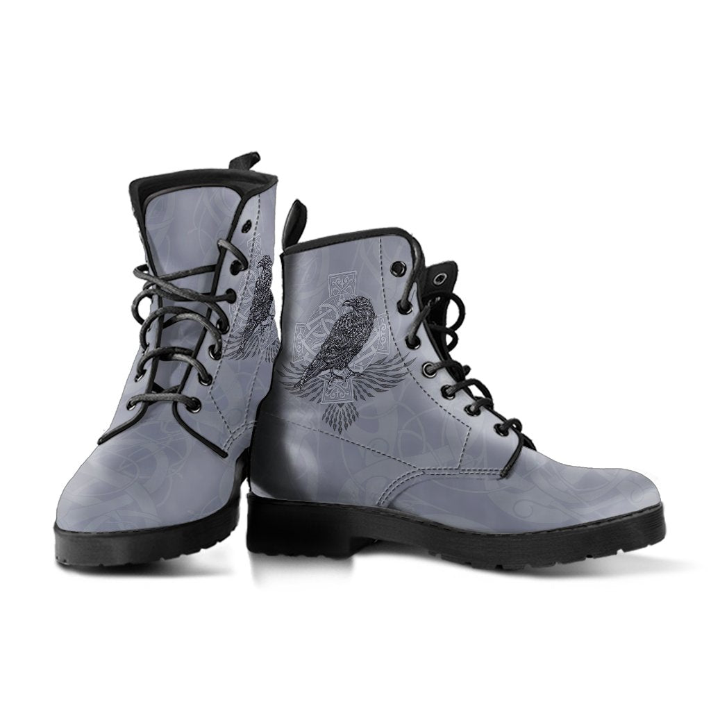 Viking Leather Boots Odin's Celtic Raven Scandinavian Tattoo RLT12