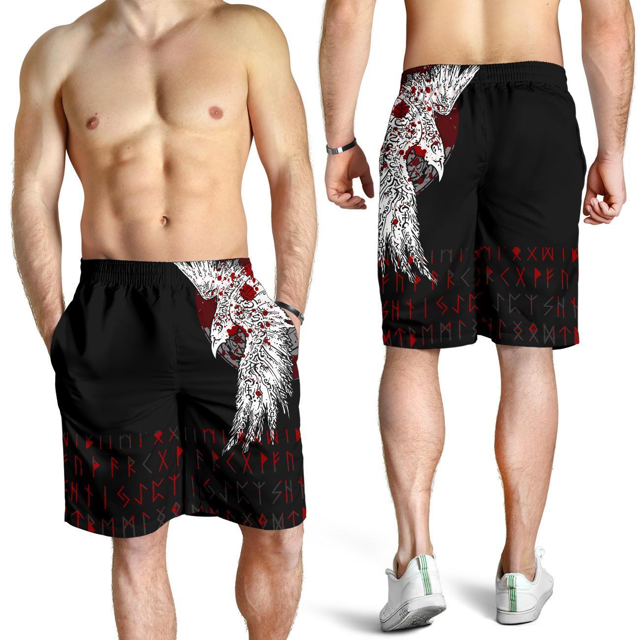 Custom Viking Men's Shorts - Mystical Raven Tattoo Blood RLT12