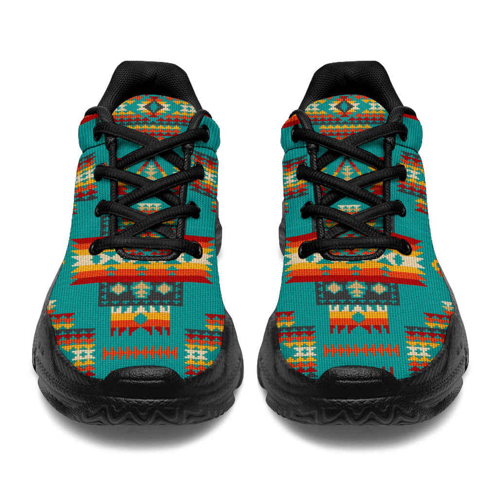 Blue Pattern Native American Chunky Sneakers LT10