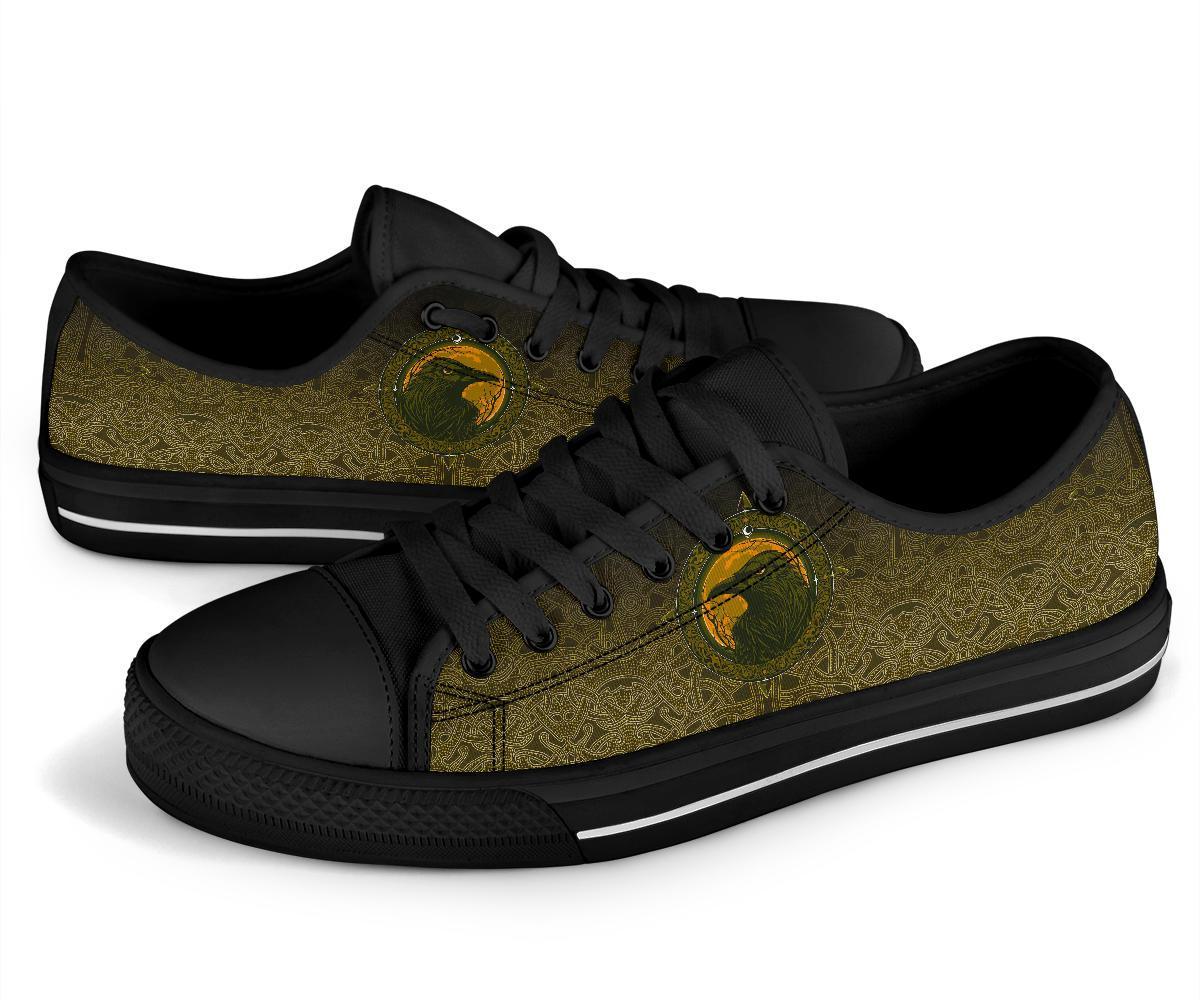 Viking Low Top Shoes, Ethnic Odin Raven Gold RLT12