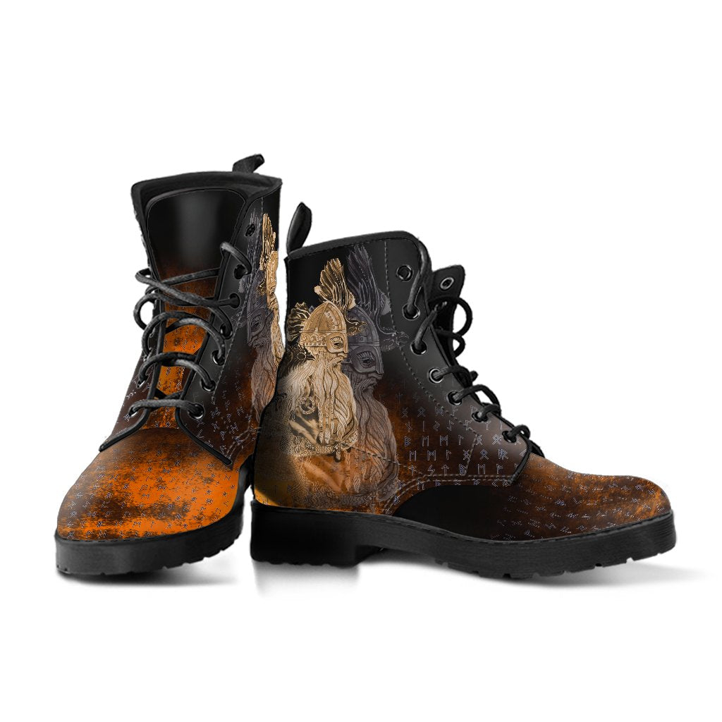 Viking Leather Boots Odin Raven Viking Gold RLT12