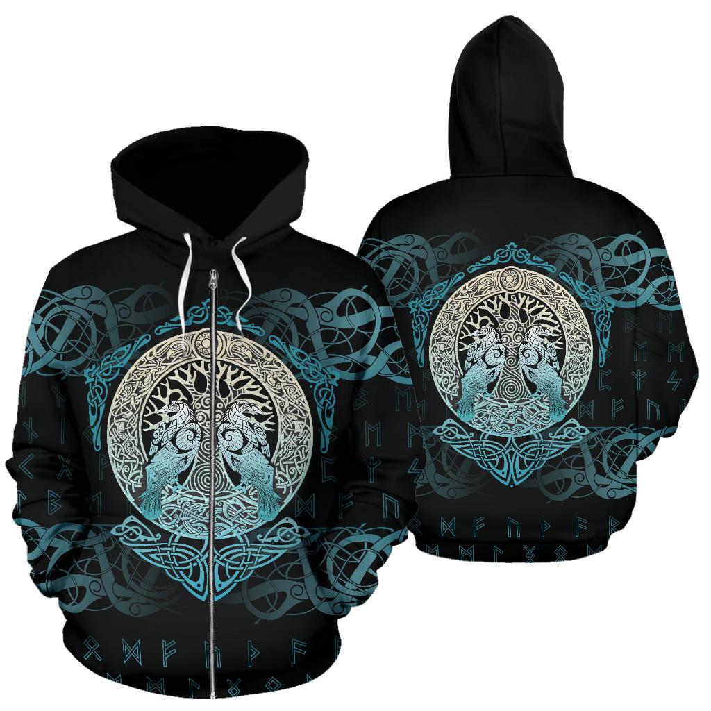 Viking Vikinghoodie Yggdrasil and Ravens Zip RLT12
