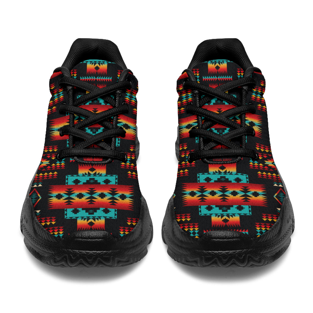 Navy Native Tribes Pattern Native American Chunky Sneakers LT10