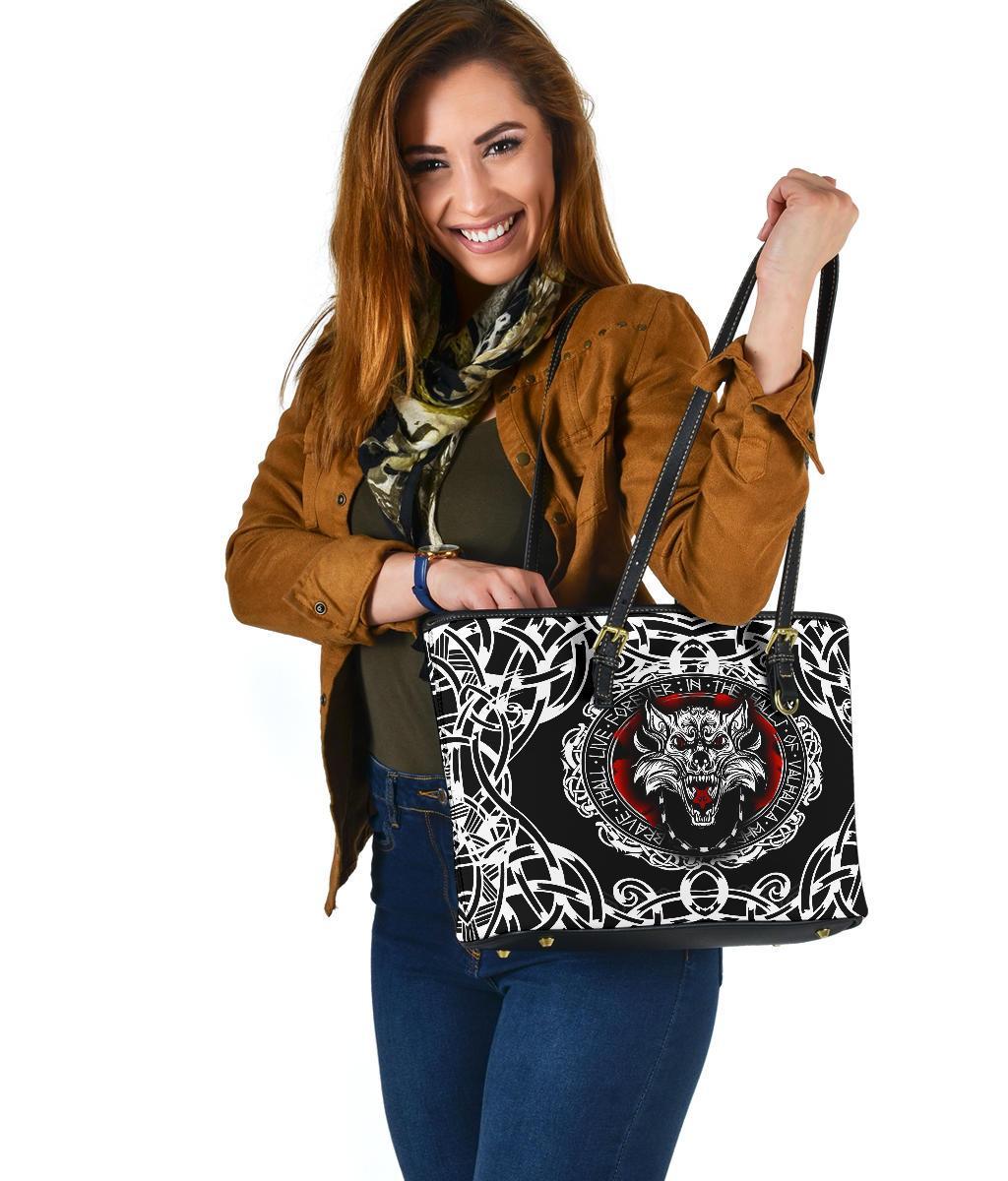 Viking Small Leather Tote, Fenrir Wolf RLT12
