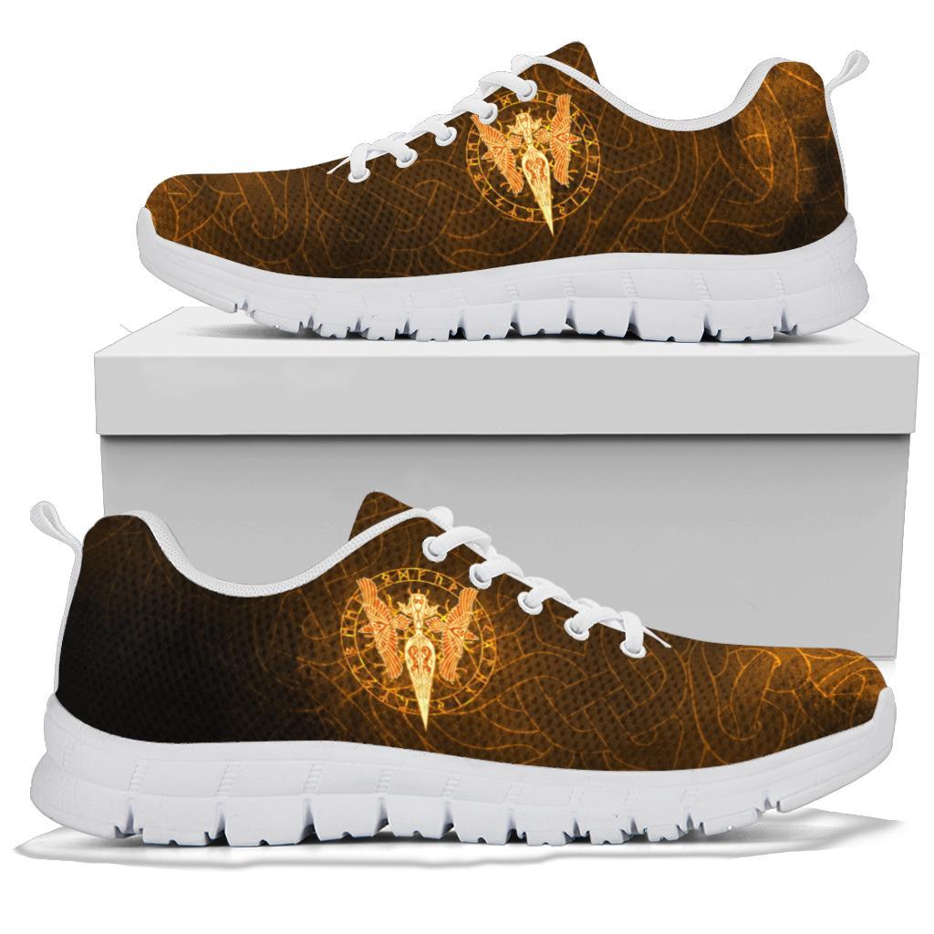 Viking Sneakers Gold Spear Of The God Odin - Gungnir and Two Gold Ravens RLT12