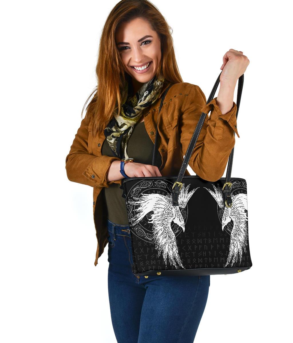 Viking Small Leather Tote Mystical Raven Tattoo Special RLT12