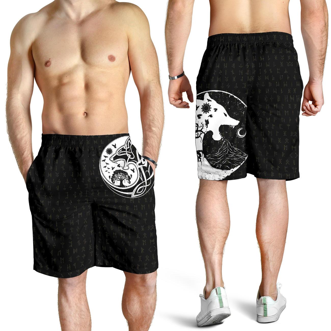 Viking Men's Shorts, Skoll and Hati Rune Tattoo RLT12