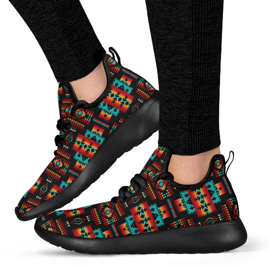 Black Native Tribes Pattern Native American Mesh Knit Sneakers LT10