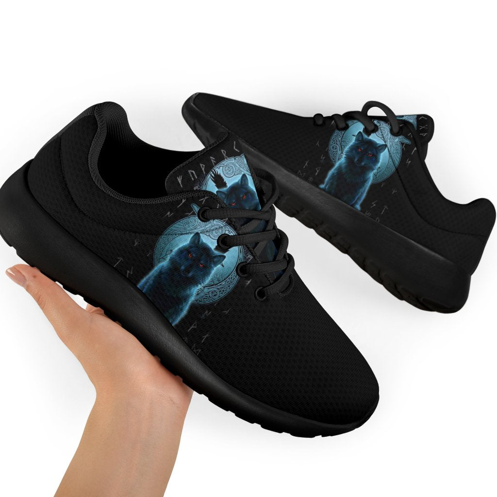 Viking Sporty Sneakers, Fenrir Viking Wolf and Moon RLT12