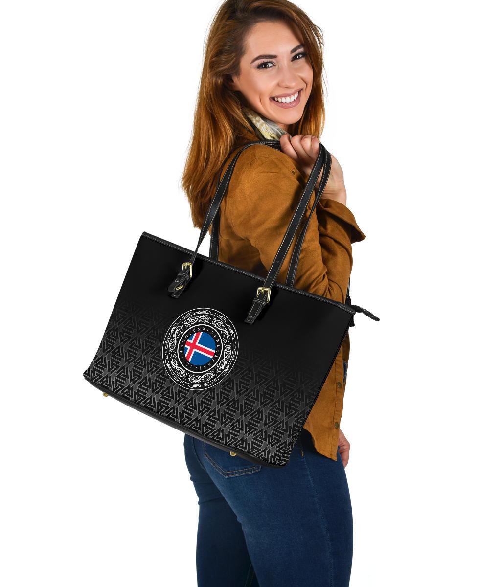 Viking Large Leather Tote Iceland Coat Of Arms RLT12