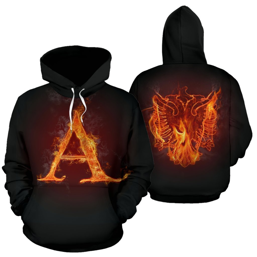 Albania All Over Hoodie Fire Style