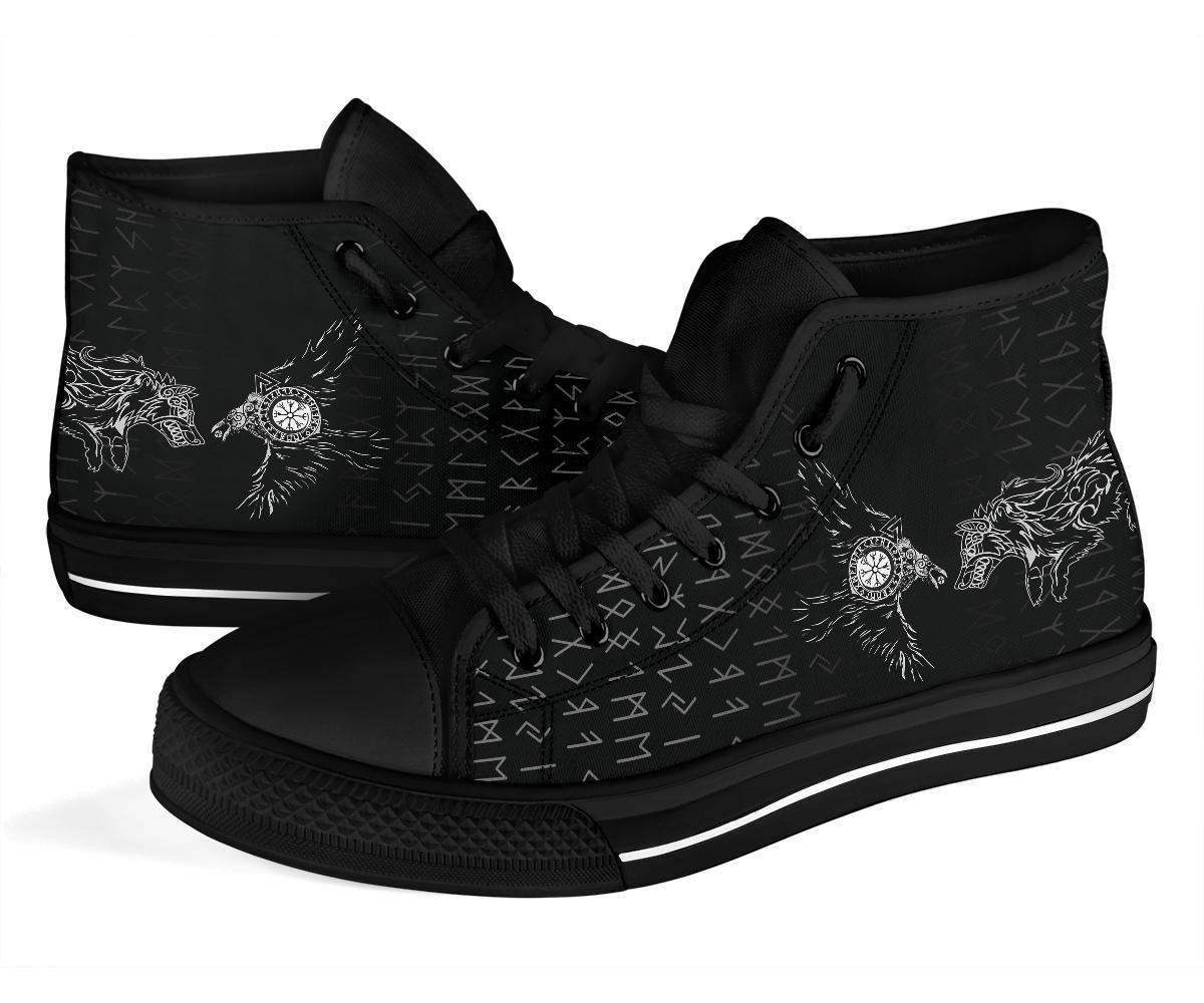 Viking High Top Shoes Raven and Wolf Special Tattoo RLT12