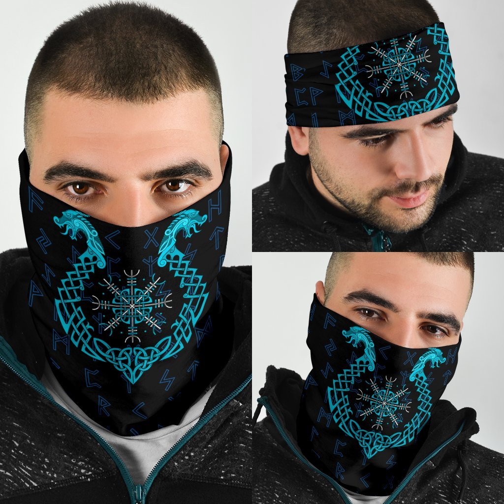 Viking Neck Gaiter 3 - Pack, Aegishjalmur Helm Of Awe Blue Edition RLT12