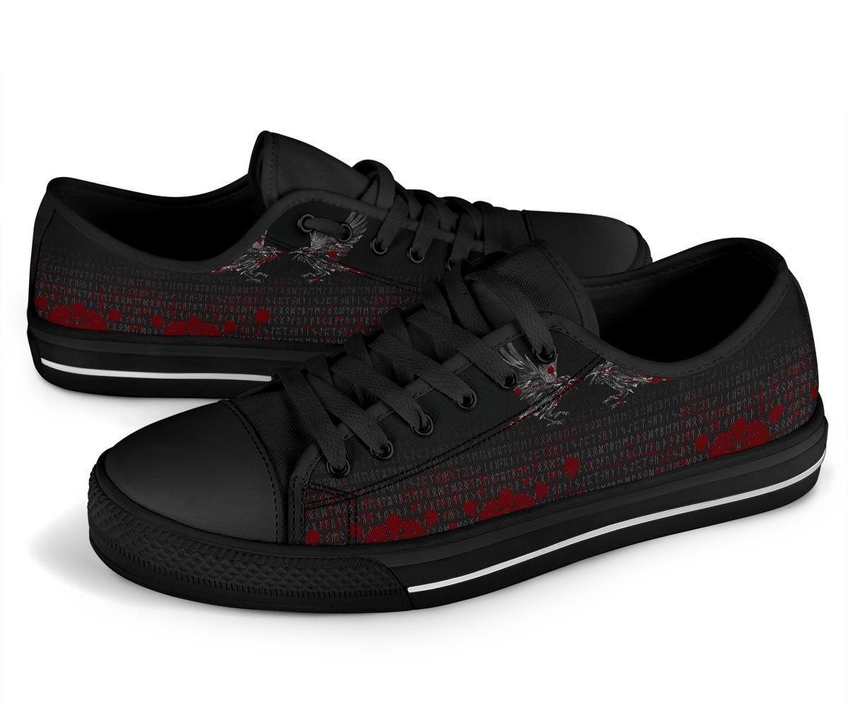 Viking Low Top Shoes Odin Huginn and Muninn Rune Blood RLT12