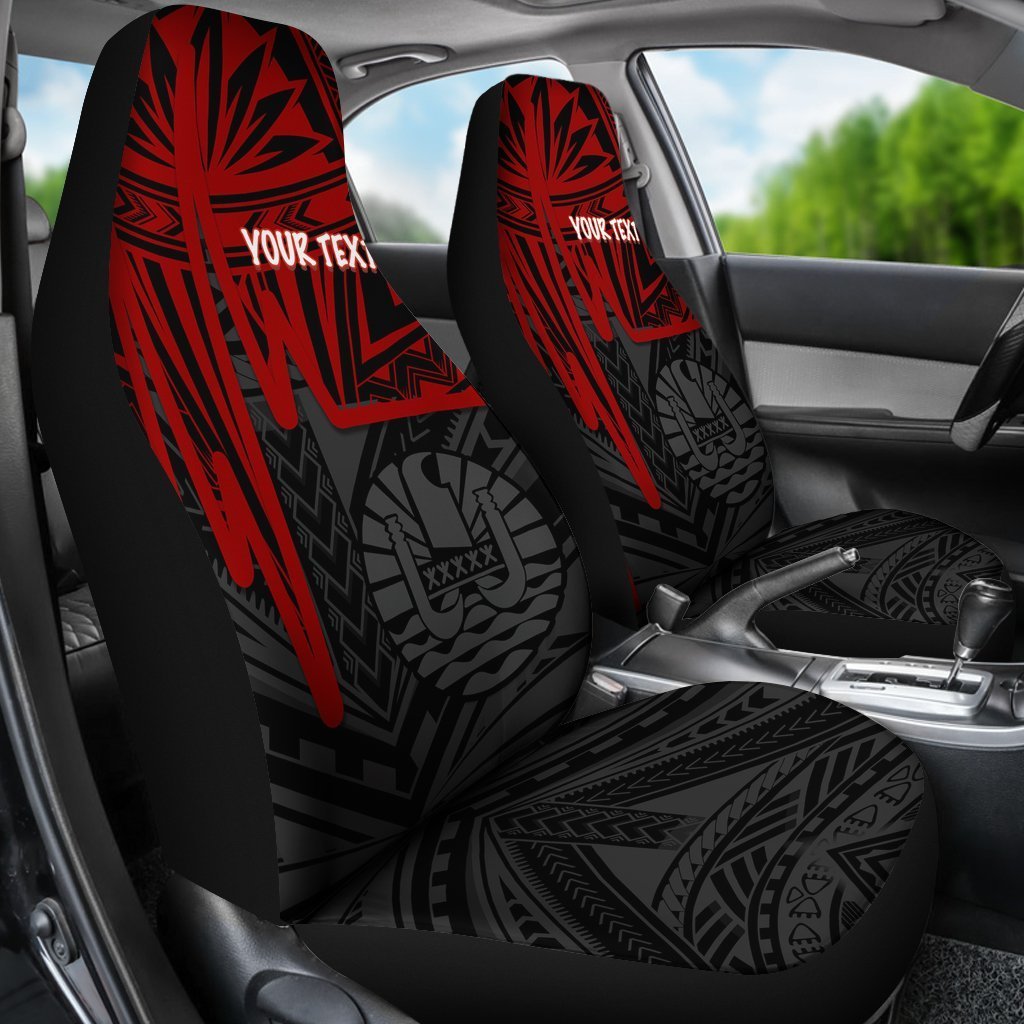 Tahiti Personalised Car Seat Covers - Tahiti Seal In Heartbeat Patterns Style Red