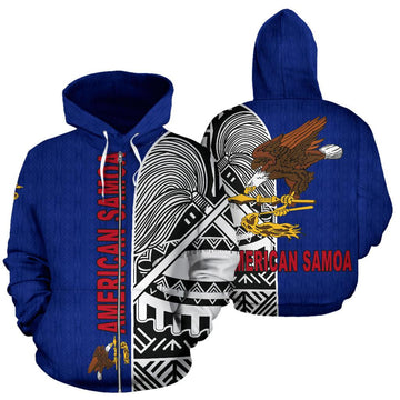 American Samoa All Over Zip Up Hoodie Polynesian Shoulder Style