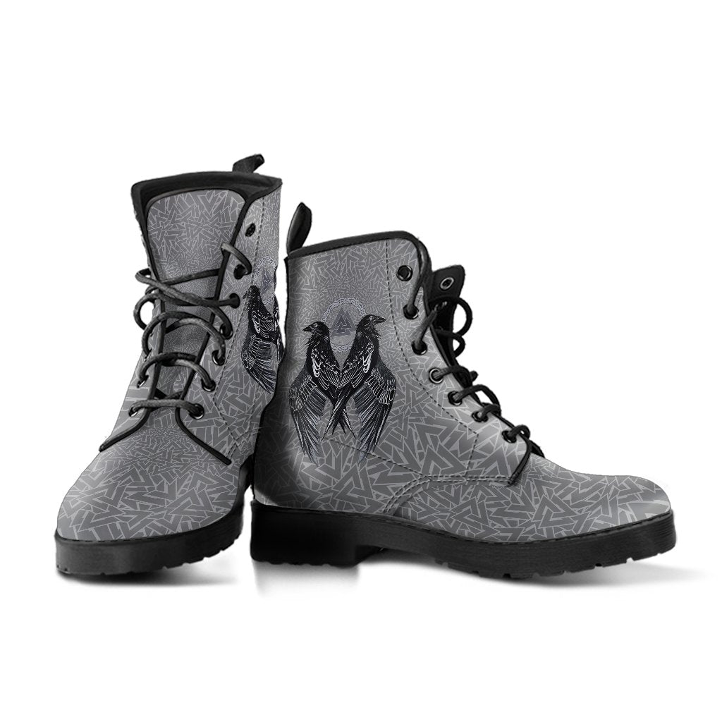 Viking Leather Boots Raven Valknut RLT12