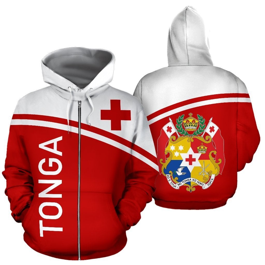 Tonga All Over Zip Hoodie - Polynesian Curve Version