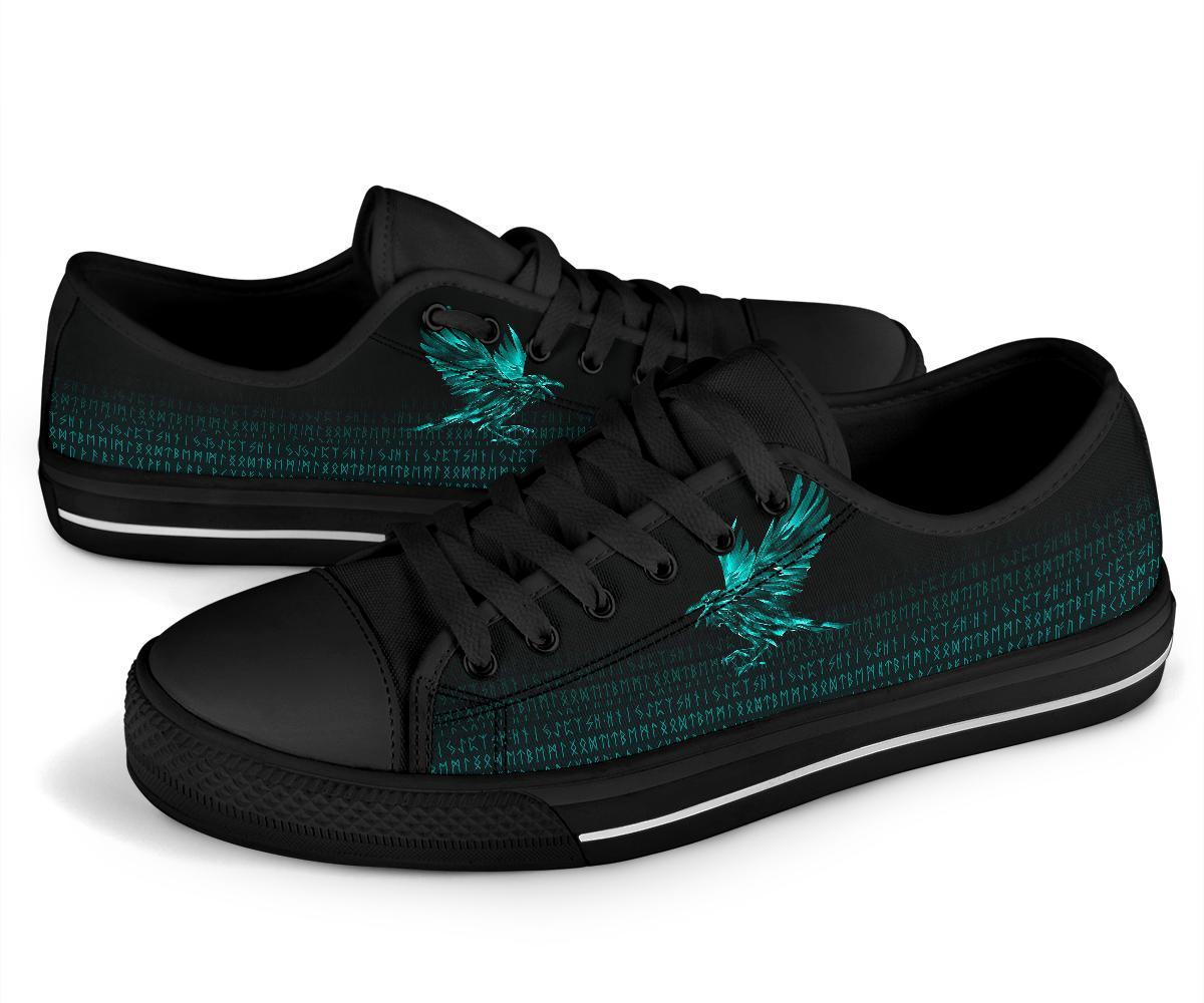 Viking Low Top Shoes The Raven Of Odin Rune Cyan RLT12