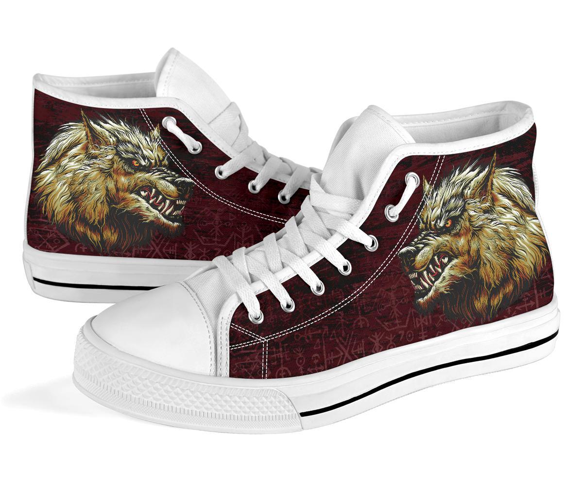 Viking High Top Shoes Fenrir On The Blood Moon Background RLT12