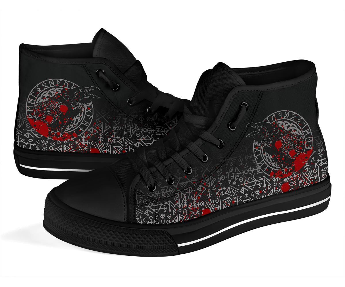 Viking High Top Shoes Odin Raven Rune Futhark Blood RLT12