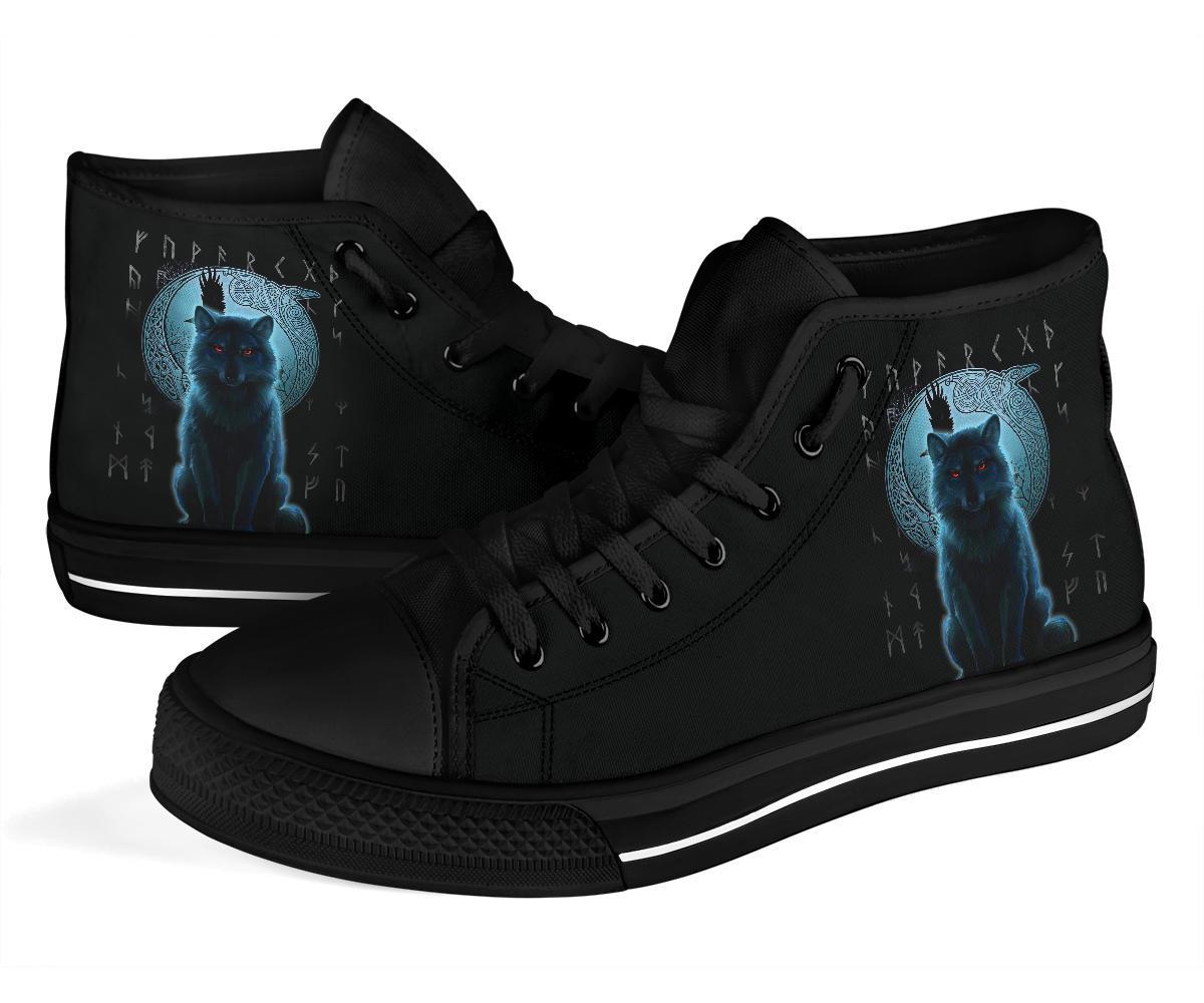 Viking High Top Shoes, Fenrir Viking Wolf and Moon RLT12