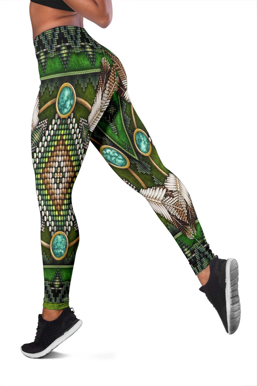 Naumaddic Arts Green Native American Leggings LT10