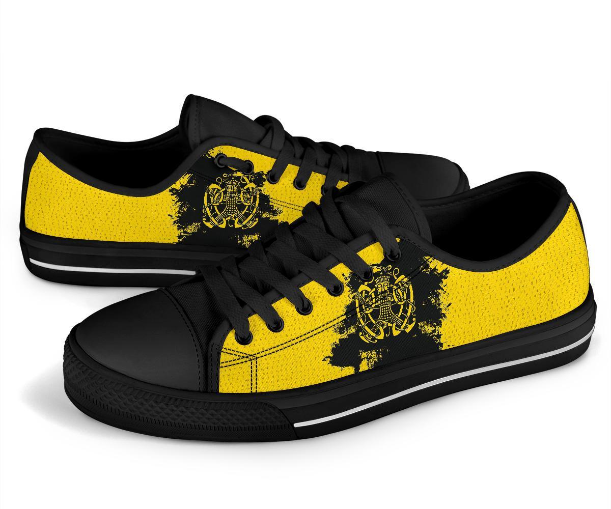 Viking Low Top Shoes, Loki Bound Triskele Rune Gold RLT12