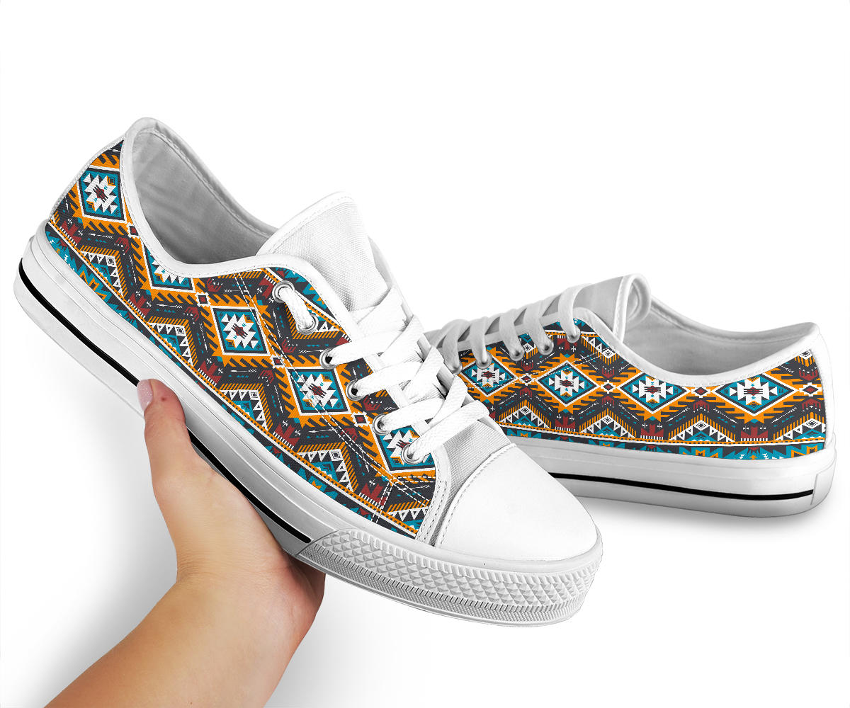 Native American Yellow Aztec Geometric Low Top Shoes LT10
