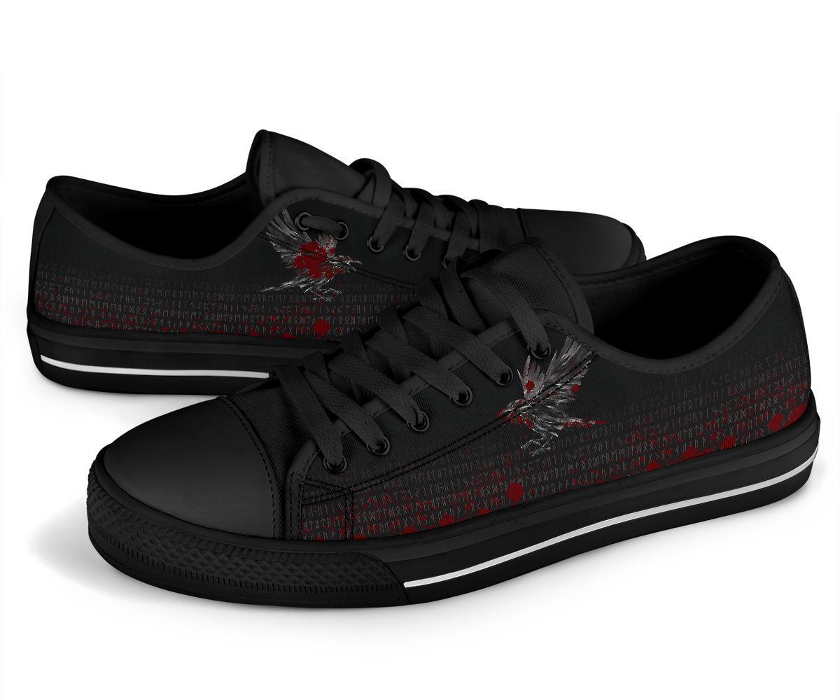 Viking Low Top Shoes The Raven Of Odin Rune Blood RLT12