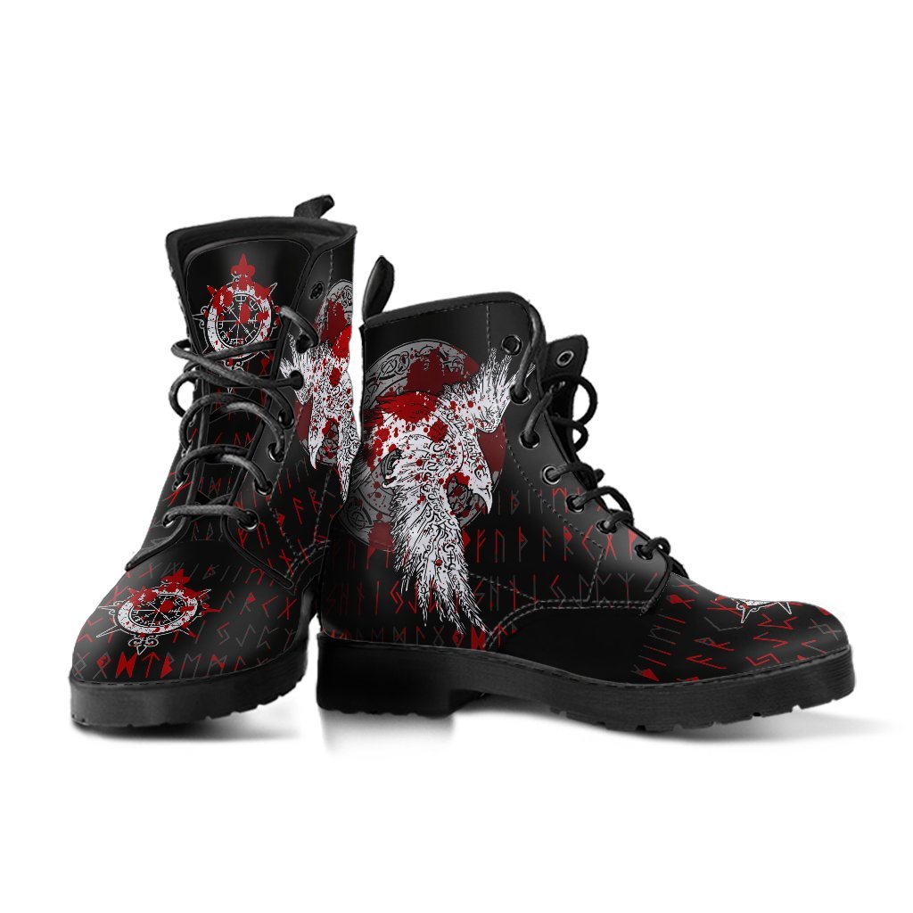 Viking Leather Boots Mystical Raven Tattoo Blood RLT12