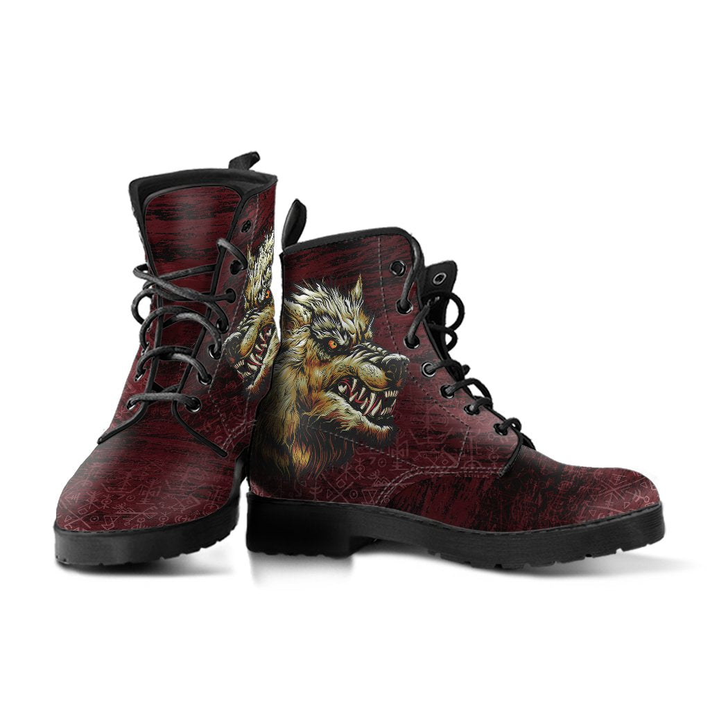 Viking Leather Boots Fenrir On The Blood Moon Background RLT12